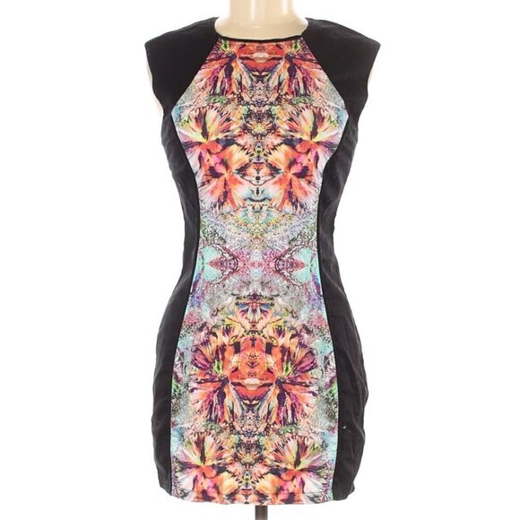 Bardot Sleeveless Bodycon Watercolor Splash Pattern Mini Dress Size 6 / Small - Picture 1 of 12
